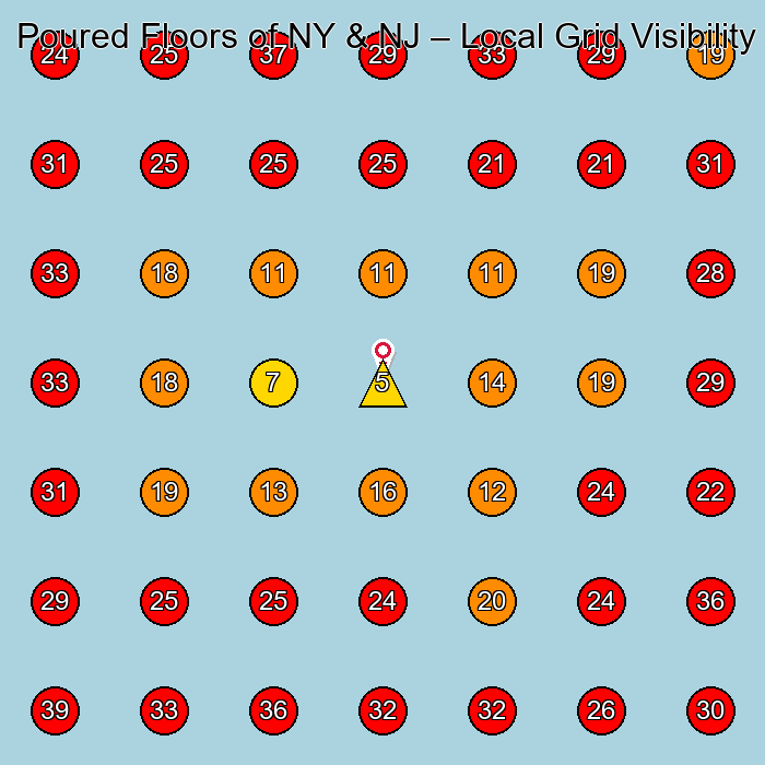 Poured Floors of NY & NJ GeoGrid visibility map for Electrician in None